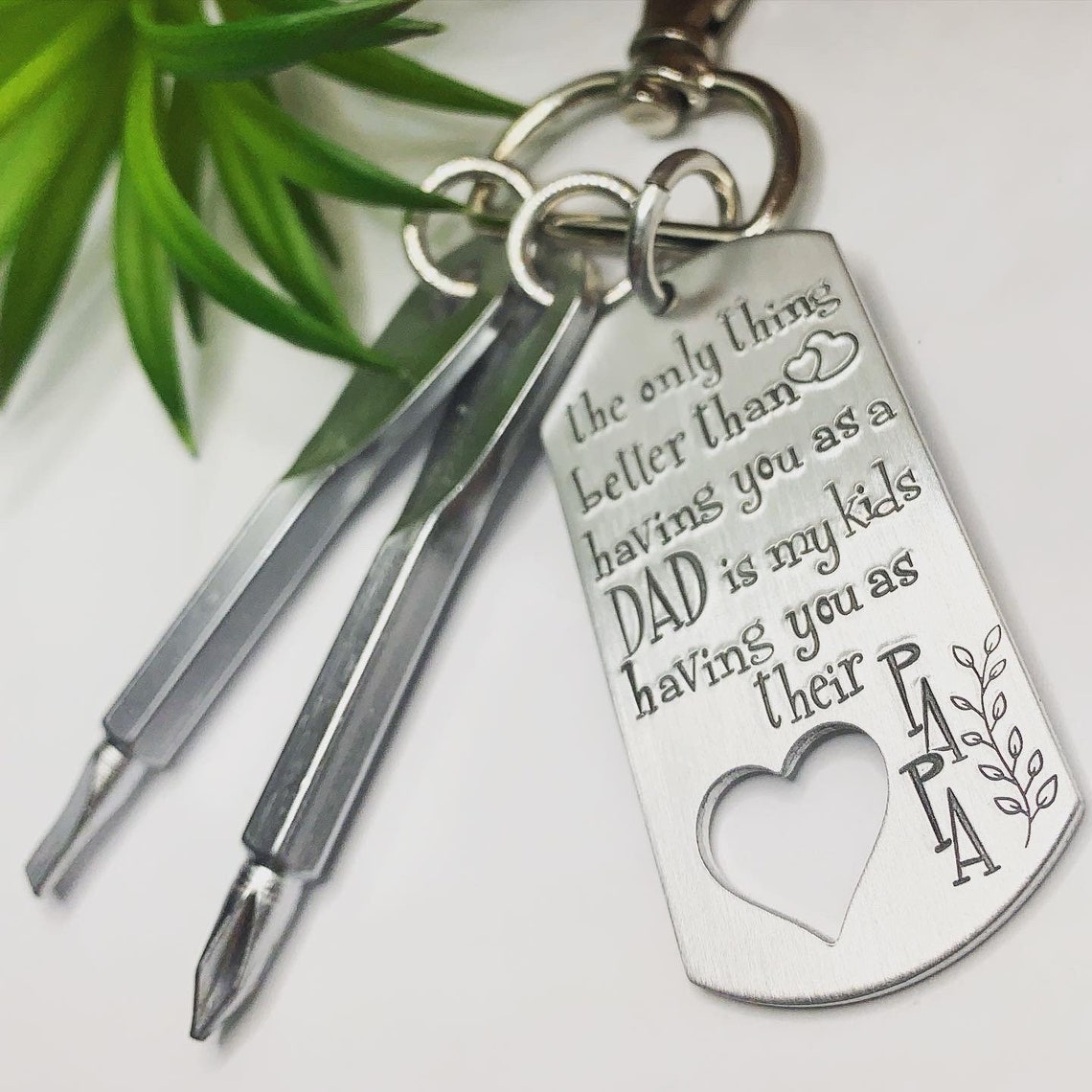 Dad Key Chain Daddy Gift Fathers Day Present Hand Stamped