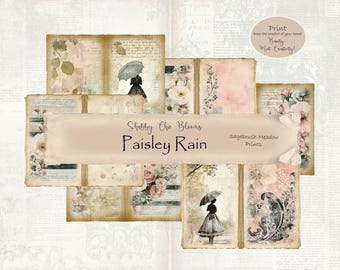 Shabby Chic Floral Printable Ephemera ~ Paper crafts~Journal Paper~Scrapbooking Digital Paper~Downloadable paper~Elegant craft paper