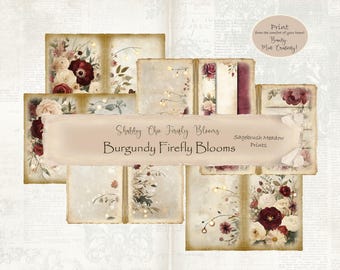 Shabby Chic Floral Printable Ephemera ~ Paper crafts~Journal Paper~Scrapbooking Digital Paper~Downloadable paper~Elegant craft paper