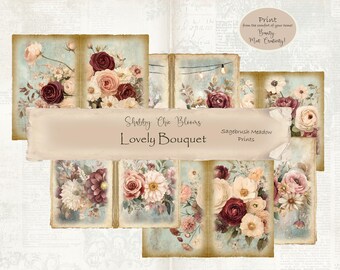 Shabby Chic Floral Printable Ephemera ~ Paper crafts~Journal Paper~Scrapbooking Digital Paper~Downloadable paper~Elegant craft paper