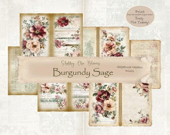 Shabby Chic Floral Printable Ephemera ~ Paper crafts~Journal Paper~Scrapbooking Digital Paper~Downloadable paper~Elegant craft paper