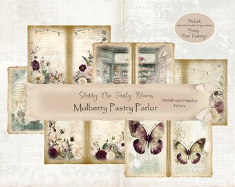 Shabby Chic Floral Printable Ephemera ~ Paper crafts~Journal Paper~Scrapbooking Digital Paper~Downloadable paper~Elegant craft paper