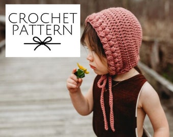 Braided Bonnet in 6 Sizes Crochet Pattern