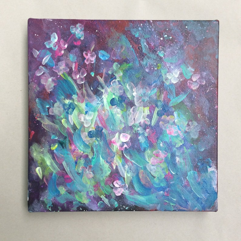 Flower Painting Abstract Acrylic Painting Abstract Painting 12 x12x1 Art Wall Art image 1