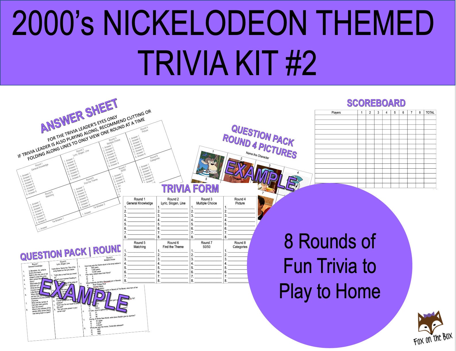 2000s Nickelodeon Trivia Night Printables Game Kit2 Fun Etsy