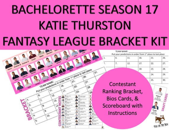 Bachelorette Katie Thurson Season 17 Fantasy League Bracket Etsy