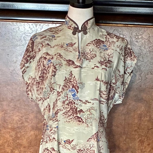 1940s Rayon Asian Hawaiian Teatimer ML