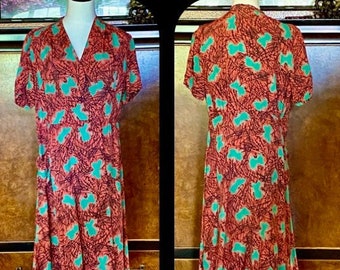 1940s Cold Rayon Dressing Gown L