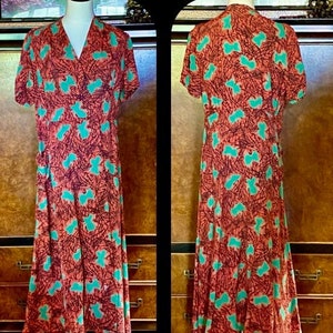 1940s Cold Rayon Dressing Gown L
