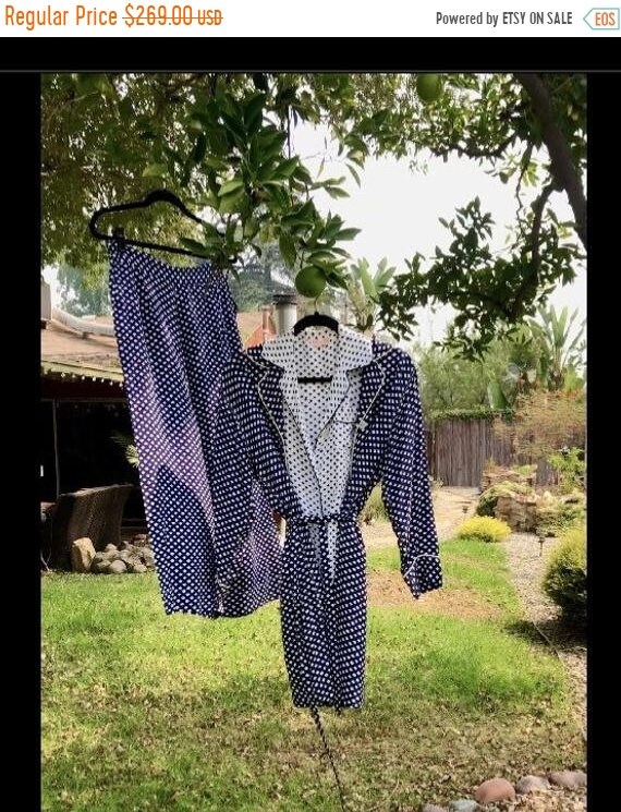SALE 1940s Cold Rayon Pajamas and Robe Set SM