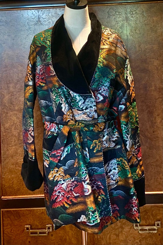 1950s Japanese Asian Brocade Smoking Jacket - Gem