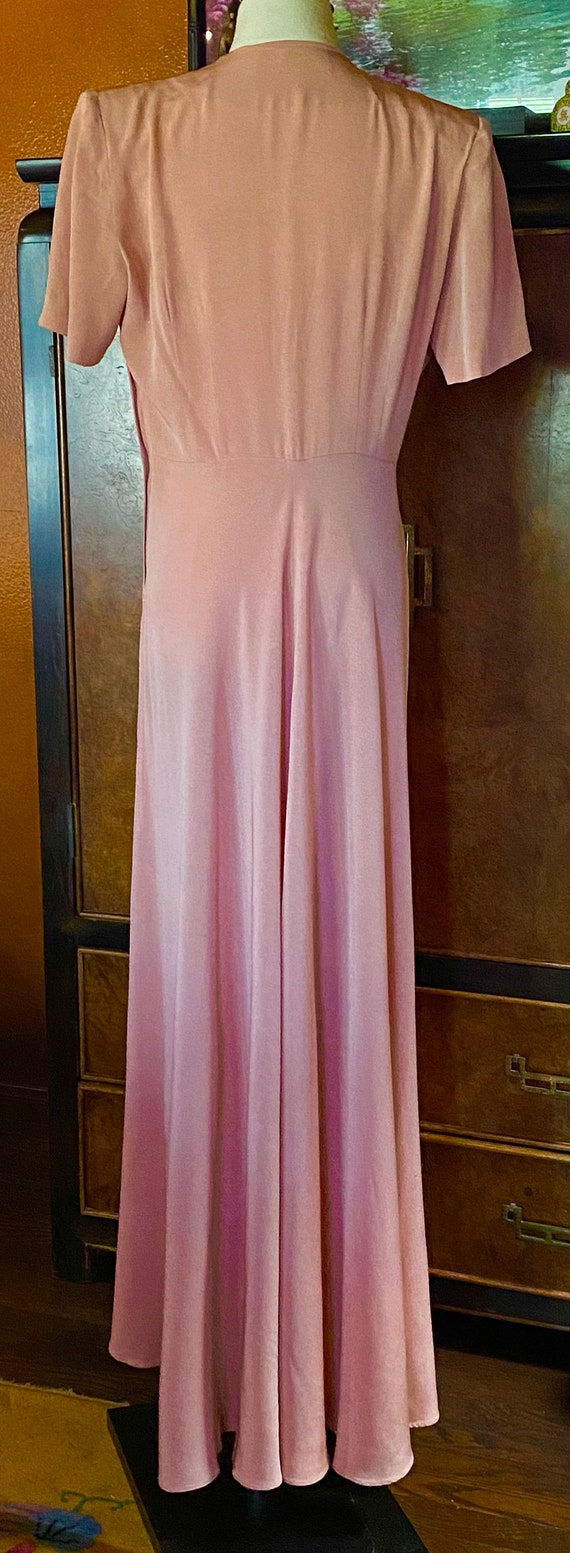 Stunning 1940s Du Barry rayon crêpe gown M/L - image 4