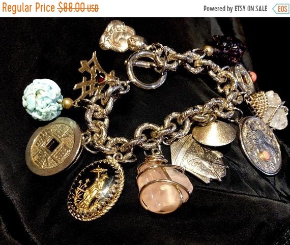 SALE 1950s Mid Century Chinoiserie Charm Bracelet