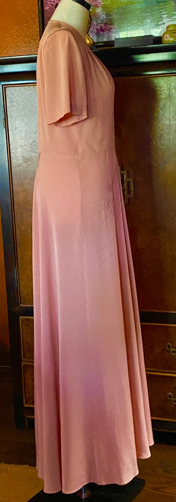 Stunning 1940s Du Barry rayon crêpe gown M/L - image 2