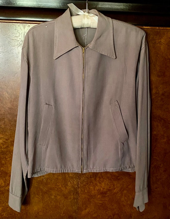 1940s Sharkskin Rayon Gaberdine Jacket ML - image 2