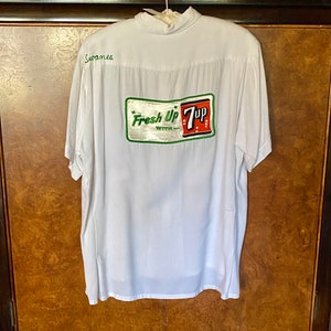 1950年代 ホワイトレーヨン ボウリングシャツ 7UP ML