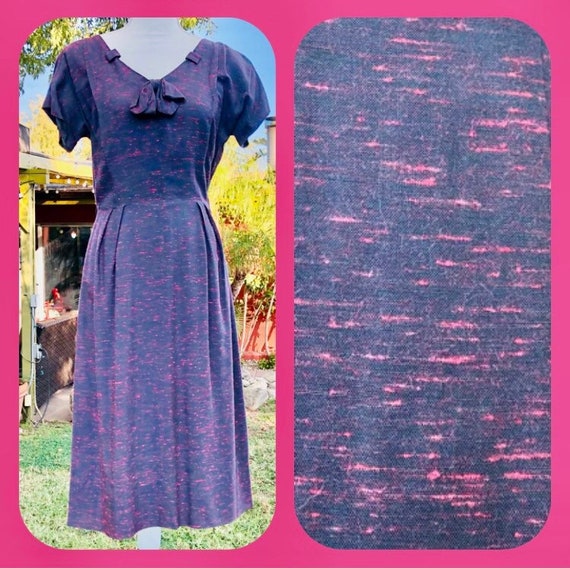 1950s Atomic Print Rayon Dress - image 1