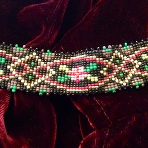 Vintage Handmade Soft Suede Black Beaded Victorian Style Choker