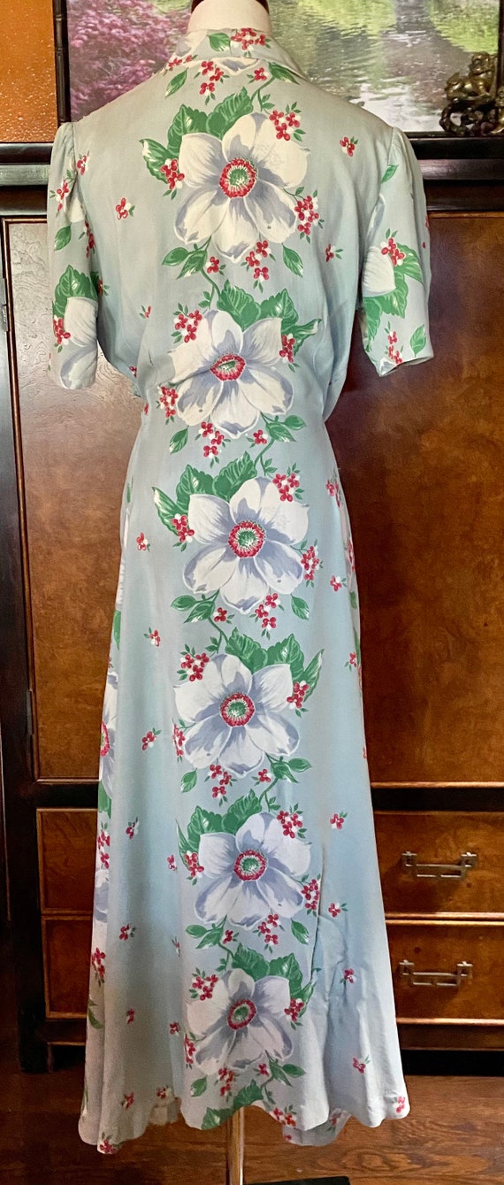 1930s Silky Rayon Floral Dressing Gown S/M - image 5