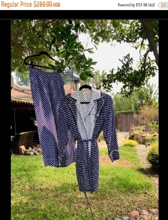 SALE 1940s Cold Rayon Pajamas and Robe Set SM
