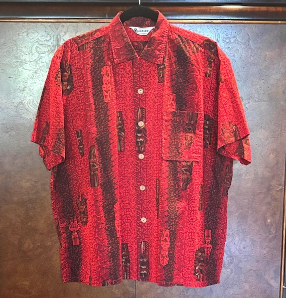 1950s Hawaiian Tiki Shirt L