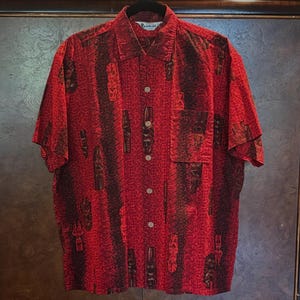 1950s Hawaiian Tiki Shirt L
