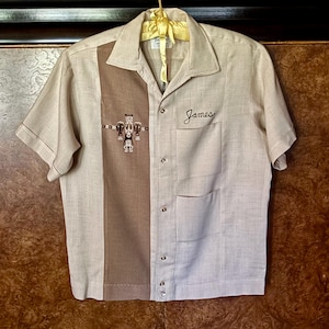 1950s Original Rayon Tiki Bowling Shirt S/M