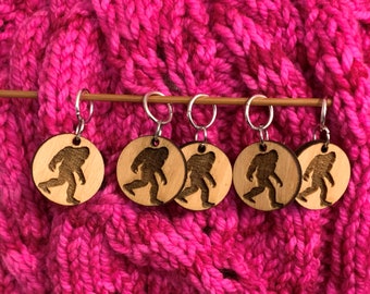 Bigfoot Wood Stitch Markers for Knitting and Crocheting Lightweight