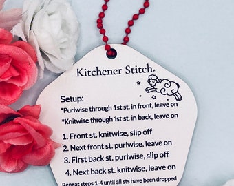 Kitchener Stitch Guide Keychain - Wood Bag Tag for Easy Sock Finishing