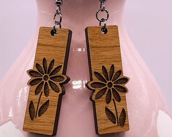 Wood Flower Earrings Light weight