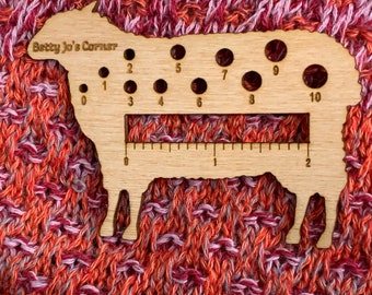 Sheep knitting needle gauge and ruler