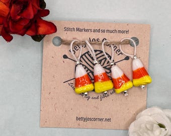 4 Fun Candy Corn Stitch Markers - Flexible Loops for Your Knitting Projects