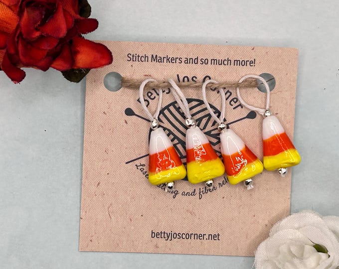 4 Fun Candy Corn Stitch Markers - Flexible Loops for Your Knitting Projects