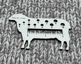 Sheep knitting needle gauge and ruler