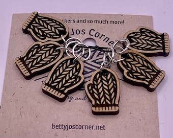Mitten stitch markers for knitting and crocheting set of 6