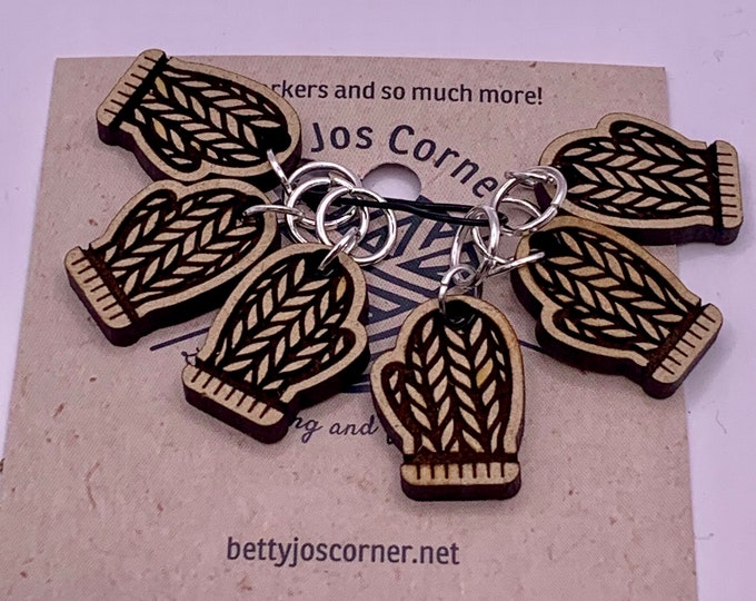 Mitten stitch markers for knitting and crocheting set of 6