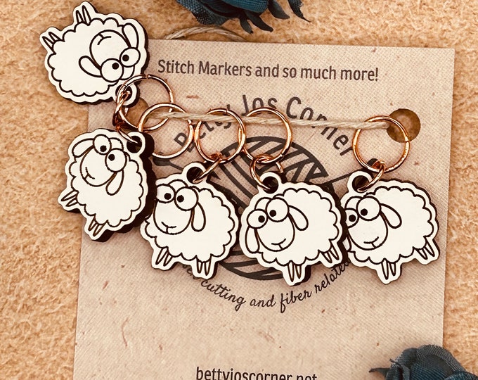 Funny Sheep Knitting Stitch Markers set of 5