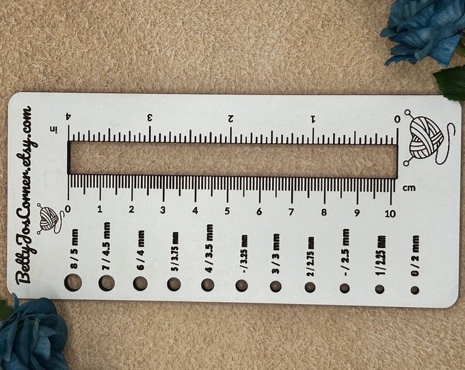 Knitting Ruler with Gauge Swatch Ruler and Needle Sizes - Perfect for Accurate Stitch Counts