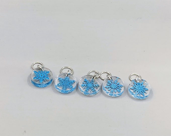 Snowflake Acrylic Stitch Markers for Knitting or Crocheting Set of 5