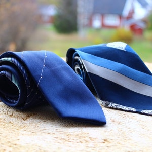Vintage - 70s / 80s Geometric Paisley Striped Floral Blue Silver White Epic Tie Combo Pack