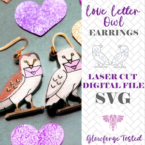 ARCHIVO DIGITAL Carta de amor Búho Pendiente Corte láser SVG