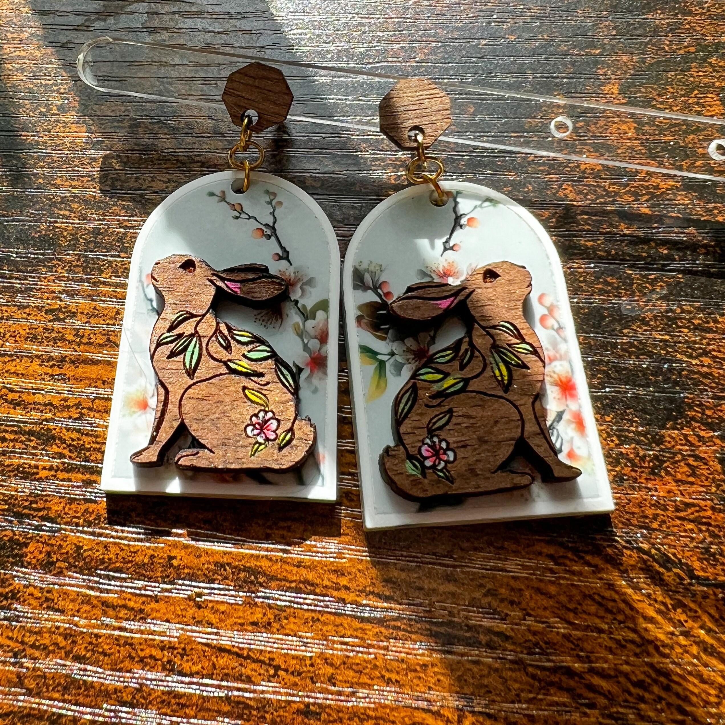 DIGITAL FILE Spring Bunny Rabbit Arched Frame Earrings Laser Cut SVG - Etsy