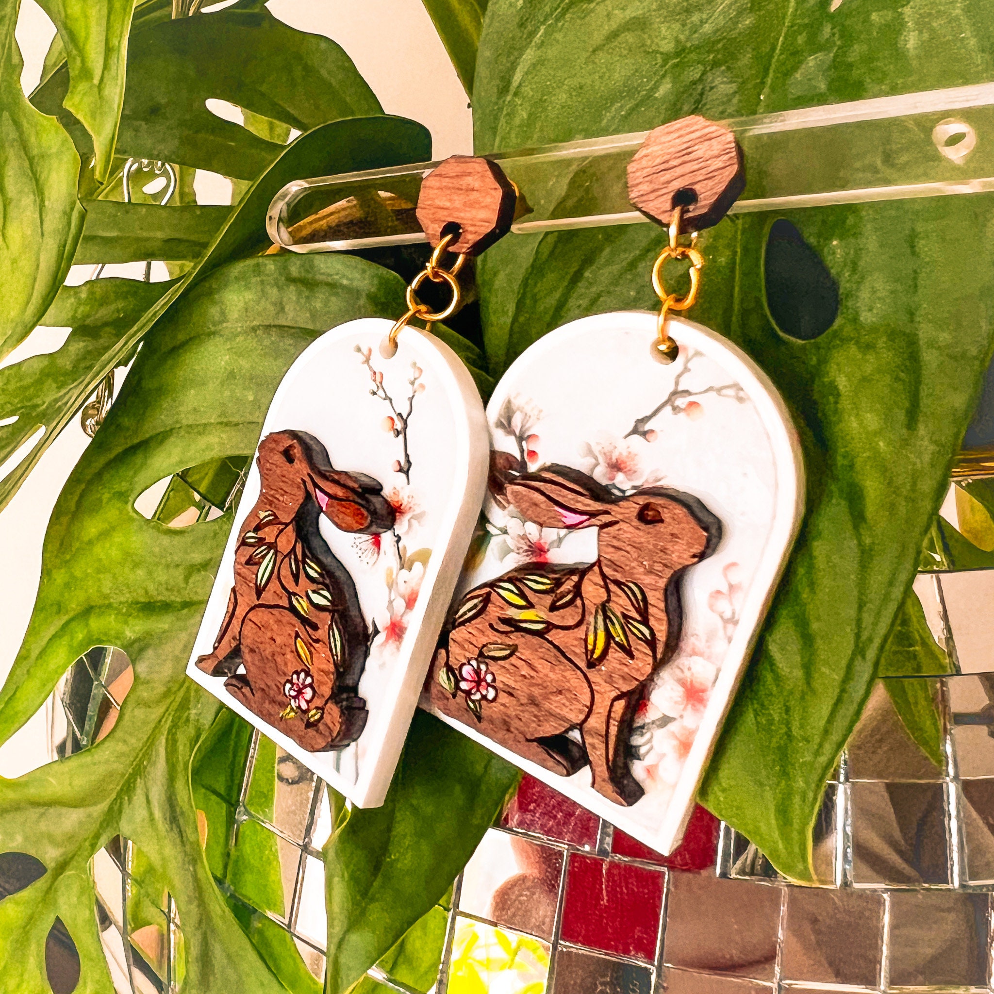 DIGITAL FILE Spring Bunny Rabbit Arched Frame Earrings Laser Cut SVG - Etsy