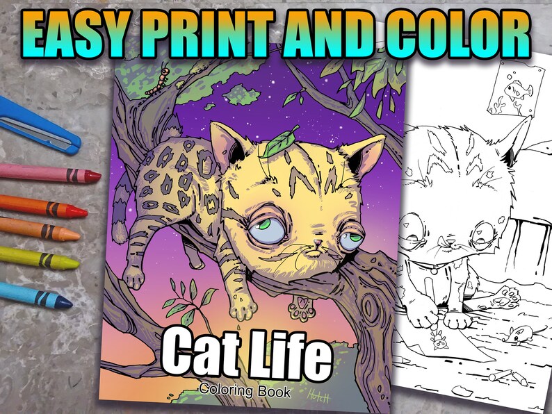 Cat Life Coloring Book Digital Download Funny Coloring Book | Etsy