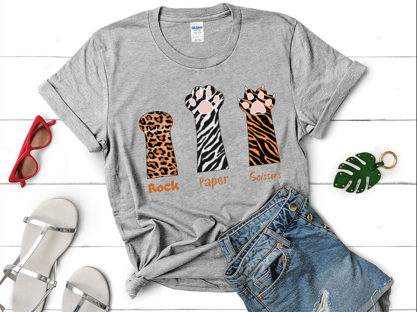 Animal Print Rock Paper Scissors Cat Paw Shirt Funny Cat Etsy