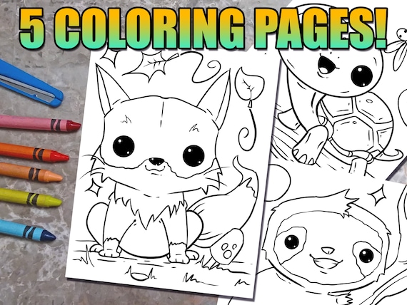 Cute Kawaii Animals Coloring Book Pages Download Fun Coloring