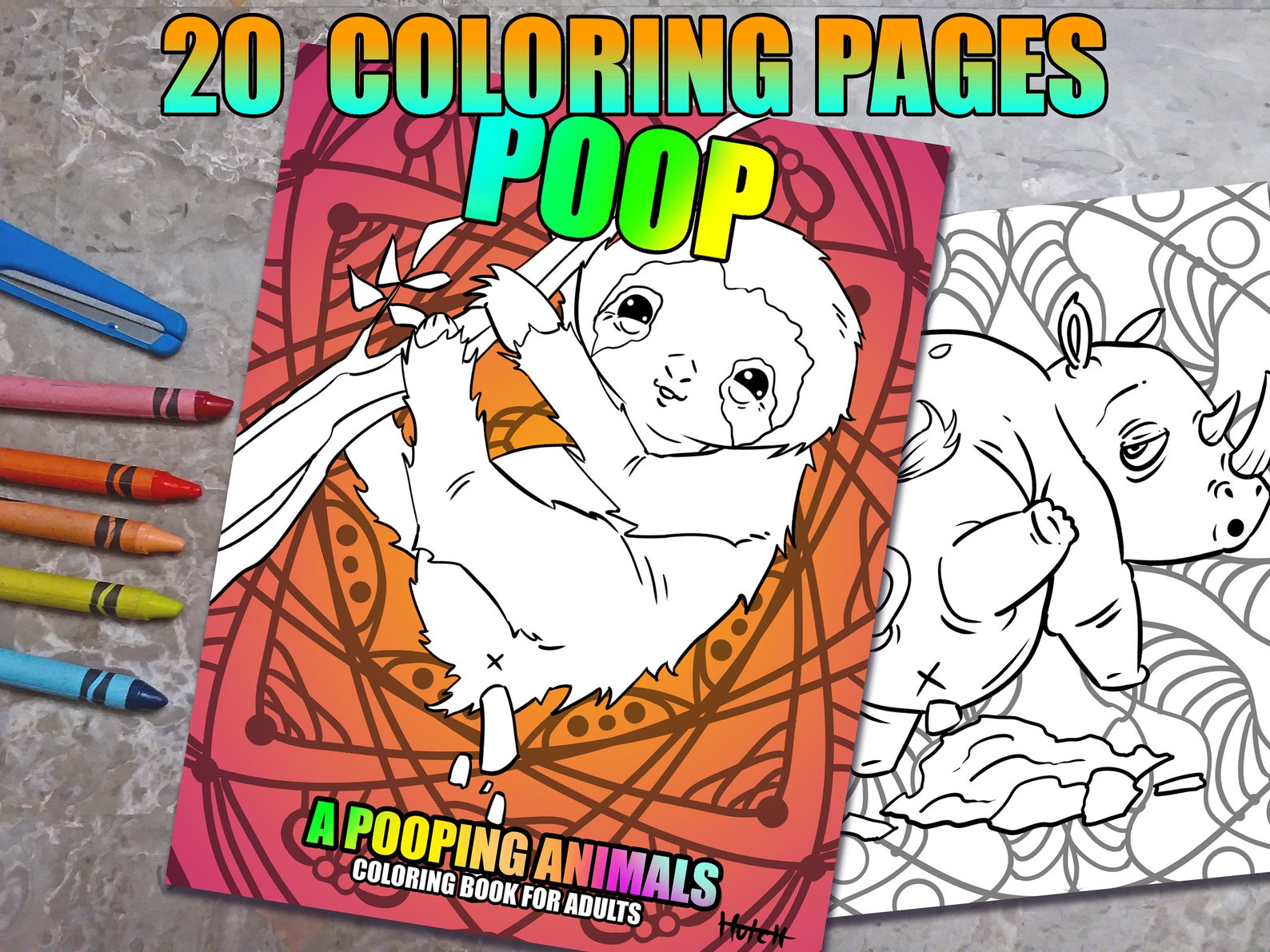 Pooping Animals Coloring Book Pages Download Funny Coloring | Etsy