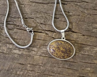 Gorgeous, Natural Chrysanthemum Stone Cabochon Pendant On A Stainless Steel Necklace - One-of-a-kind - Handmade