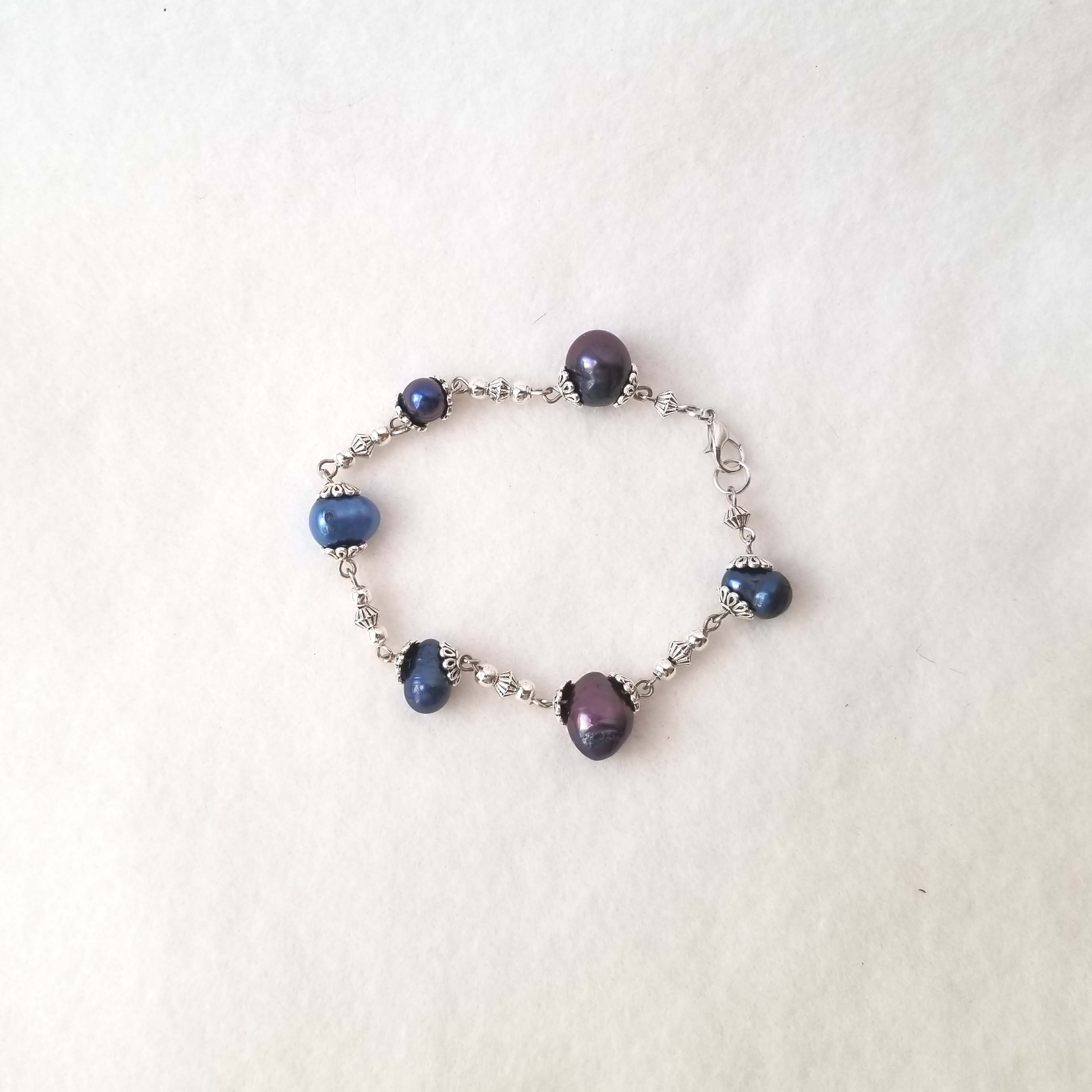 Wunderschönes Blaues und Lila Barock Perlenarmband | Etsy