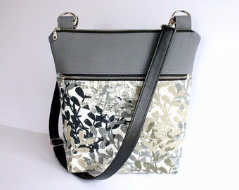 Crossbody Double Zipper Canvas Bag, Zippered Canvas Hipster Bag, Gift for Women